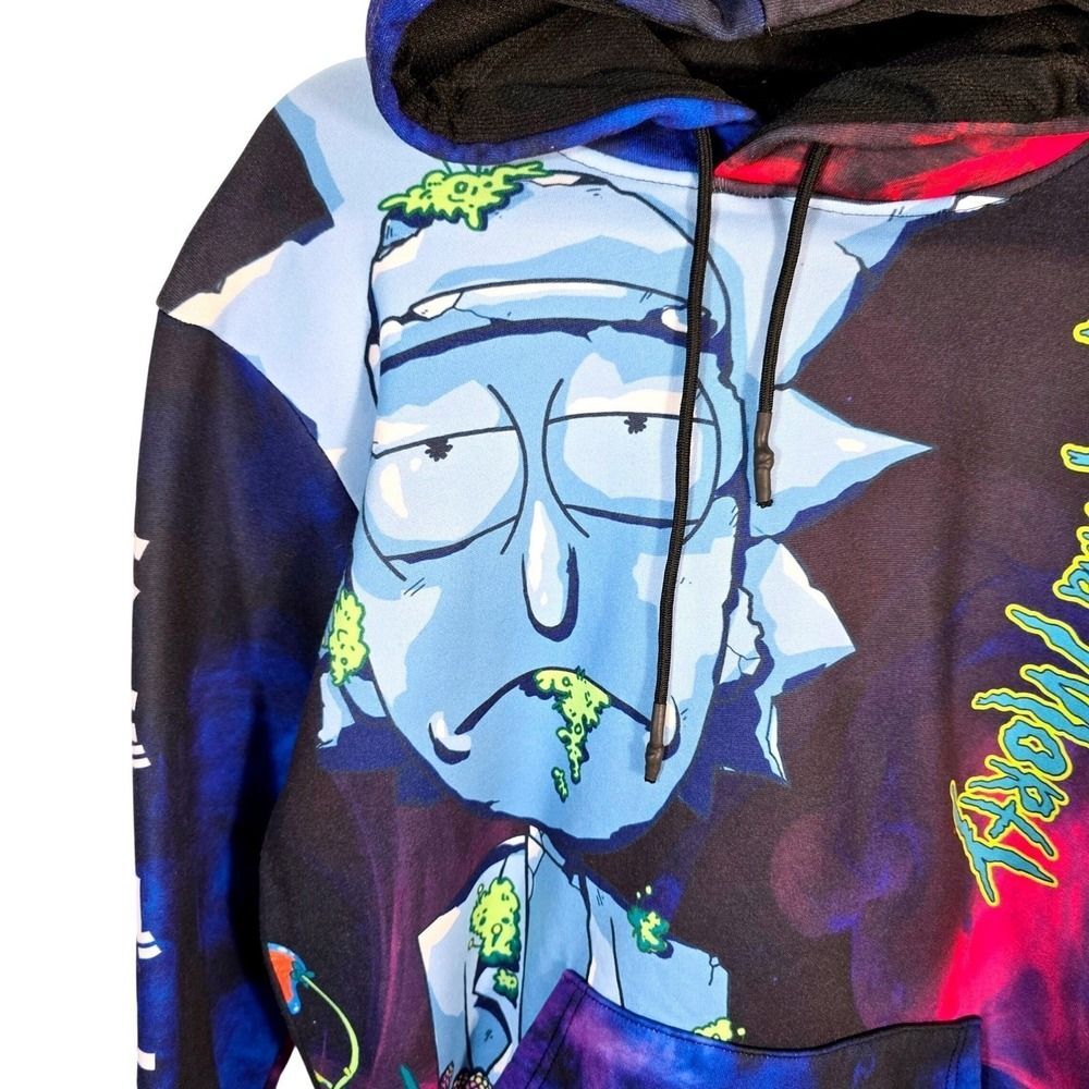 Rick and Morty Members Only Hoodie Mens Small Trippy Galaxy Print Sublimation - Picture 4 of 15